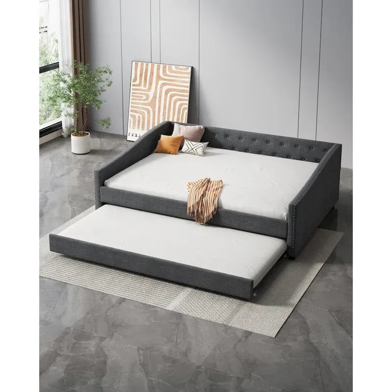 Christopher Knight Home - Bennett Tufted Daybed Sofa with Storage Drawers and Elegant Waved Arms