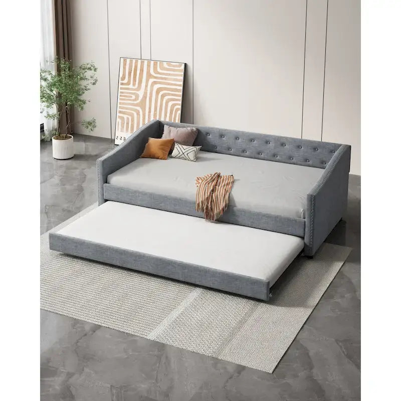 Christopher Knight Home - Bennett Tufted Daybed Sofa with Storage Drawers and Elegant Waved Arms