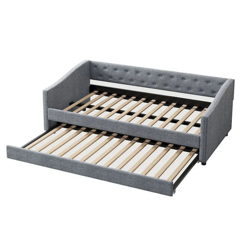 Christopher Knight Home - Bennett Tufted Daybed Sofa with Storage Drawers and Elegant Waved Arms