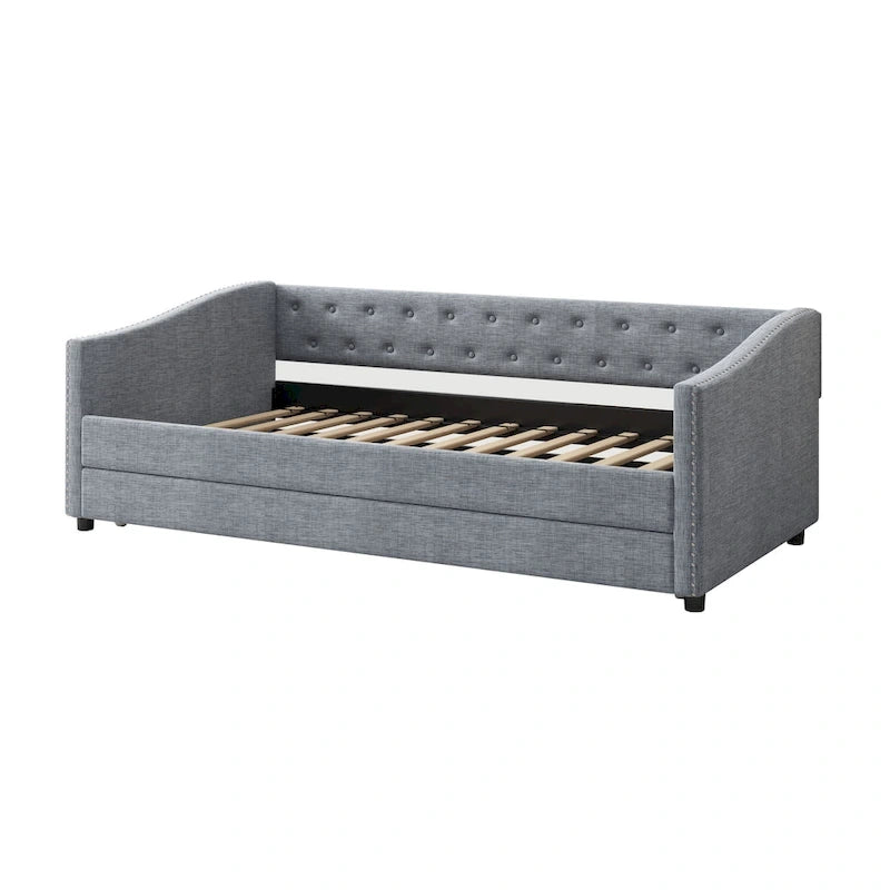 Christopher Knight Home - Bennett Tufted Daybed Sofa with Storage Drawers and Elegant Waved Arms