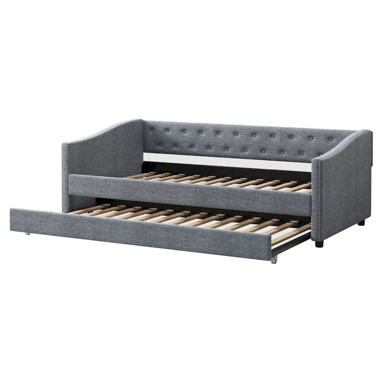 Christopher Knight Home - Bennett Tufted Daybed Sofa with Storage Drawers and Elegant Waved Arms