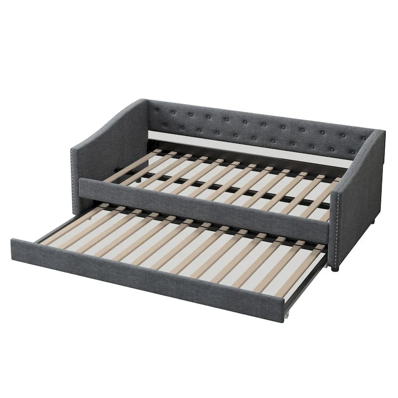 Christopher Knight Home - Bennett Tufted Daybed Sofa with Storage Drawers and Elegant Waved Arms