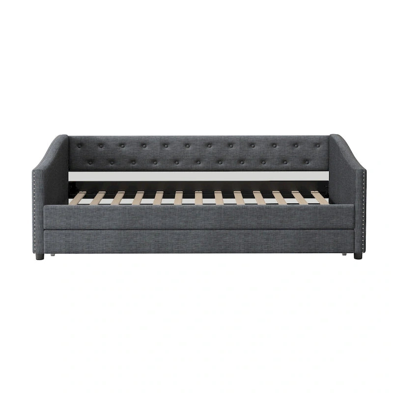 Christopher Knight Home - Bennett Tufted Daybed Sofa with Storage Drawers and Elegant Waved Arms