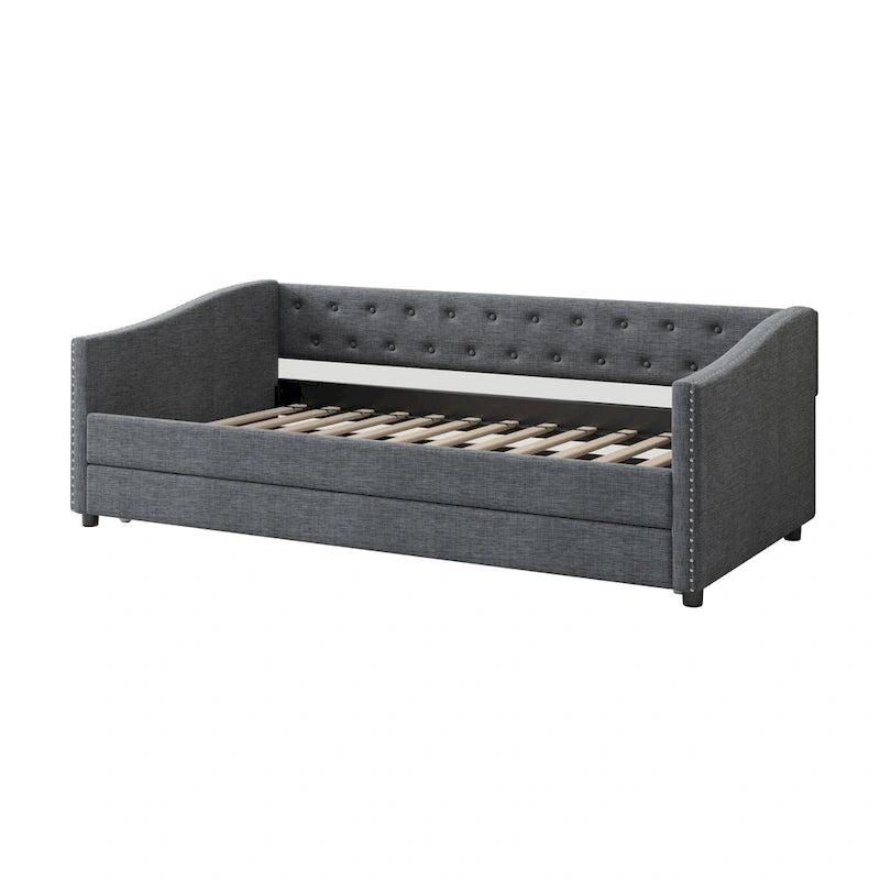 Christopher Knight Home - Bennett Tufted Daybed Sofa with Storage Drawers and Elegant Waved Arms