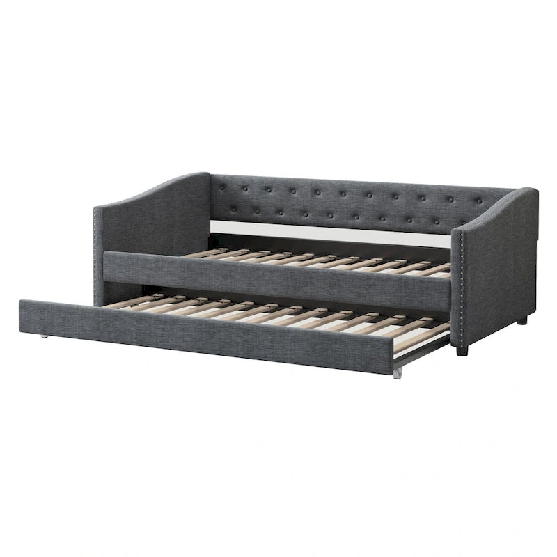 Christopher Knight Home - Bennett Tufted Daybed Sofa with Storage Drawers and Elegant Waved Arms