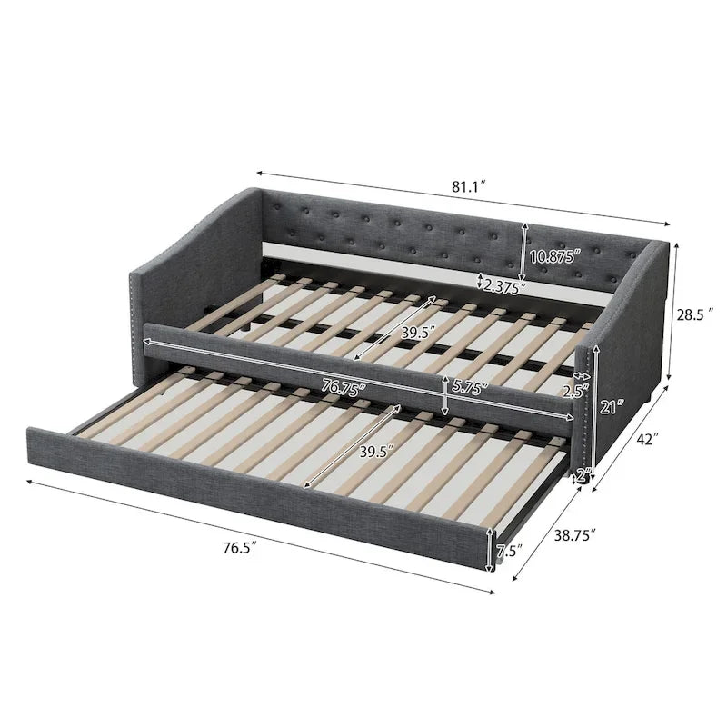 Christopher Knight Home - Bennett Tufted Daybed Sofa with Storage Drawers and Elegant Waved Arms