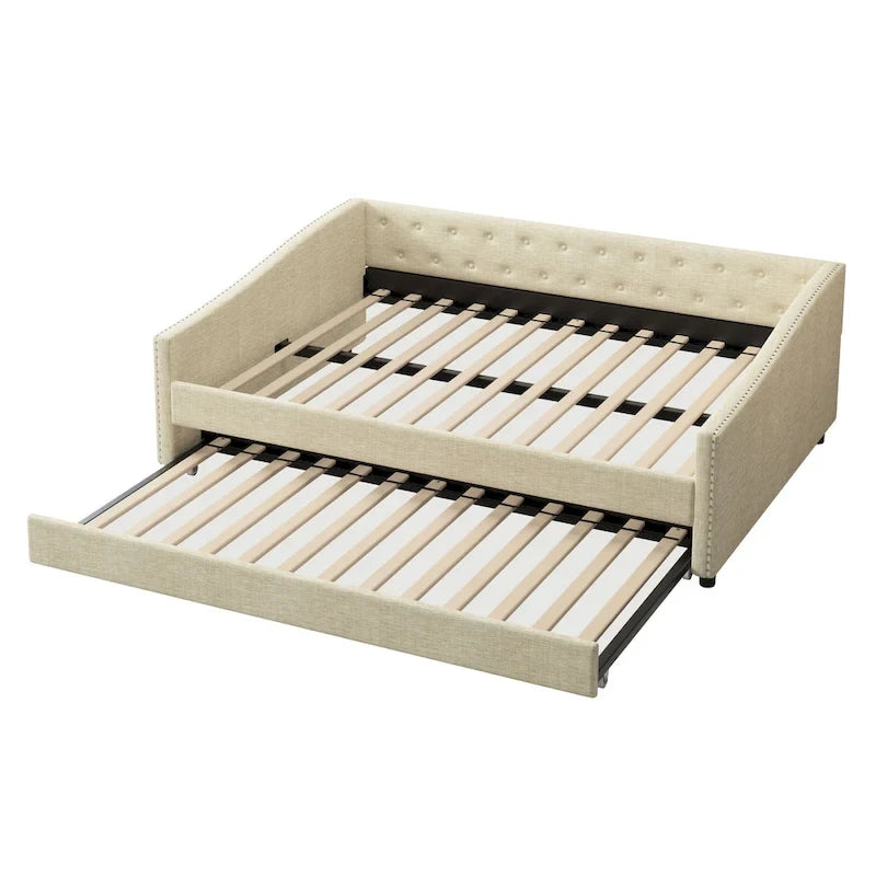 Christopher Knight Home - Bennett Tufted Daybed Sofa with Storage Drawers and Elegant Waved Arms