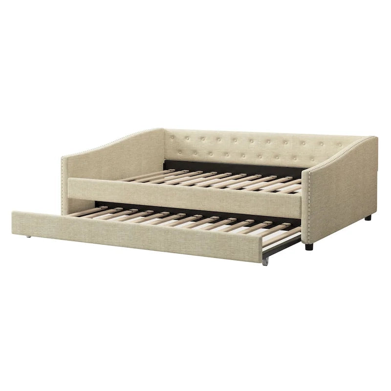 Christopher Knight Home - Bennett Tufted Daybed Sofa with Storage Drawers and Elegant Waved Arms