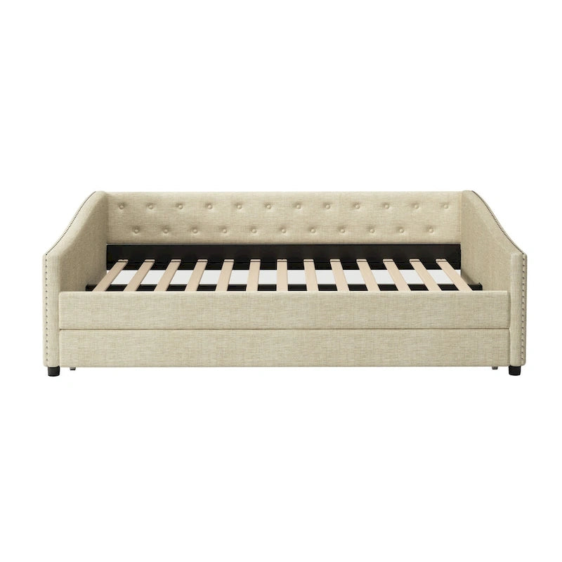 Christopher Knight Home - Bennett Tufted Daybed Sofa with Storage Drawers and Elegant Waved Arms