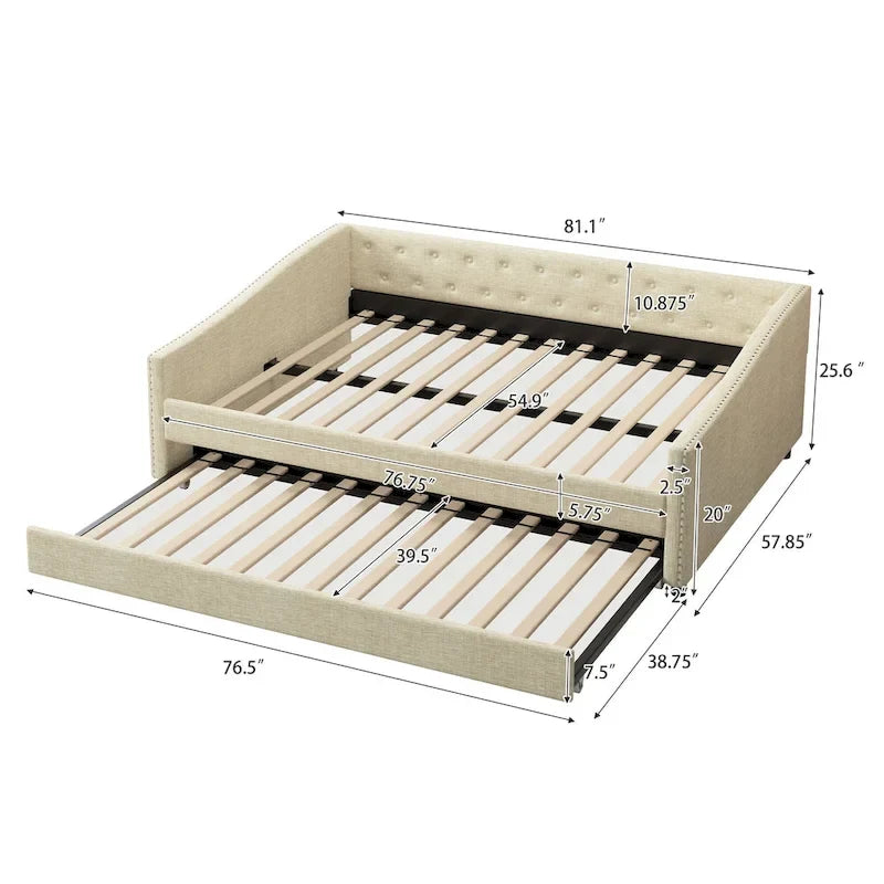 Christopher Knight Home - Bennett Tufted Daybed Sofa with Storage Drawers and Elegant Waved Arms