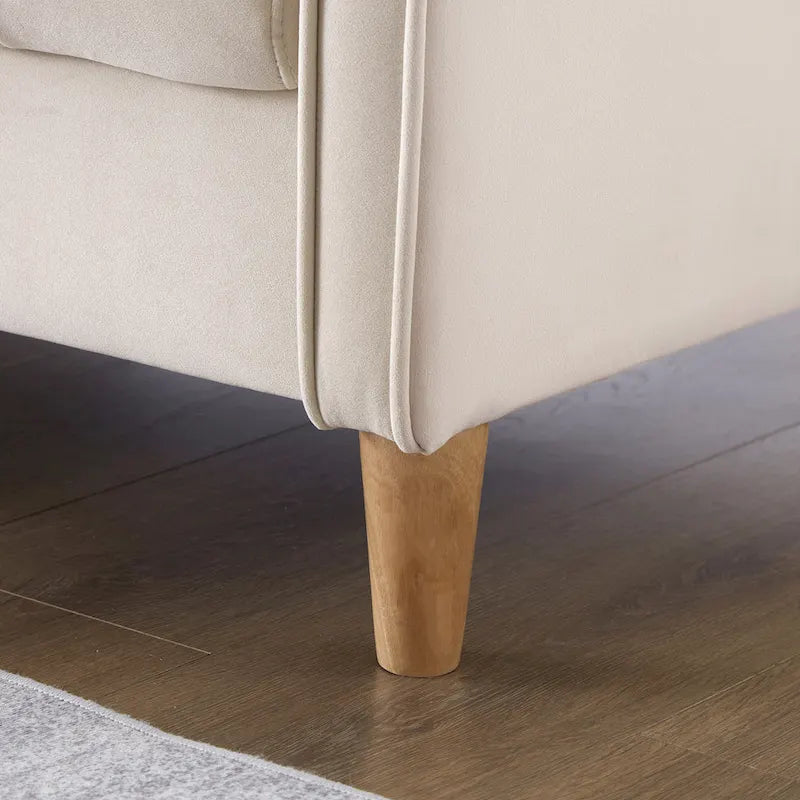 Modern Design Couch For Living Room Department Small Space Loveseat Smooth Velvet Upholstered Tufted Sofa Beige