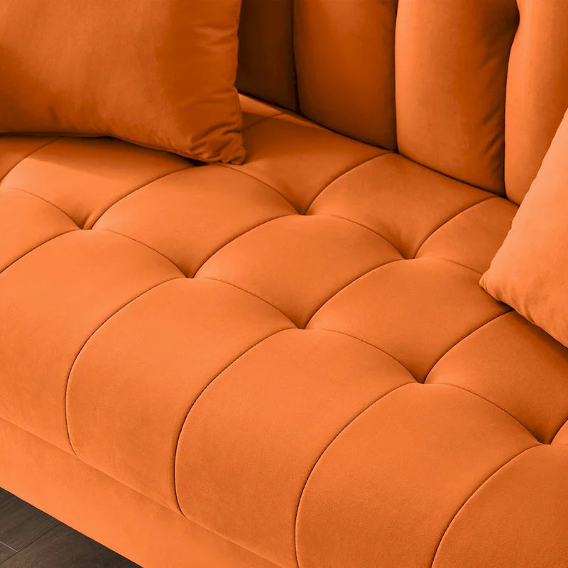 Modern Design Couch For Living Room Department Small Space Loveseat Smooth Velvet Upholstered Tufted Sofa Beige