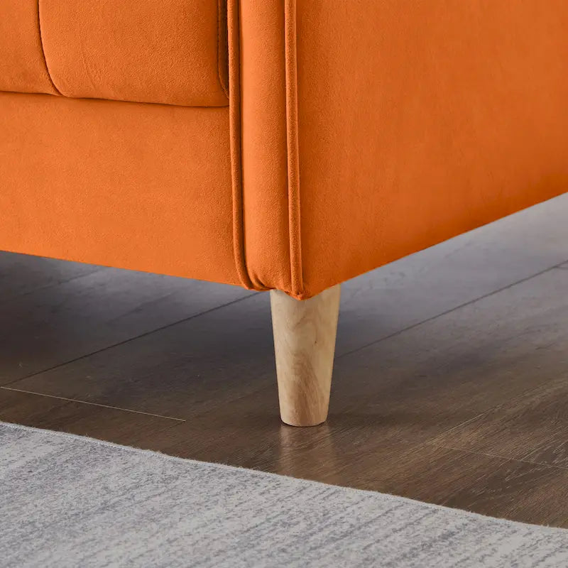 Modern Design Couch For Living Room Department Small Space Loveseat Smooth Velvet Upholstered Tufted Sofa Beige