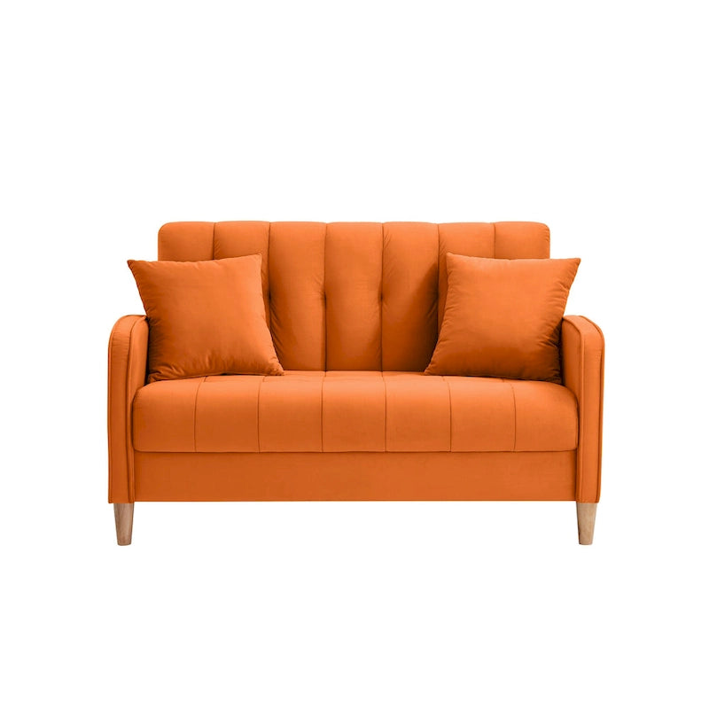 Modern Design Couch For Living Room Department Small Space Loveseat Smooth Velvet Upholstered Tufted Sofa Beige