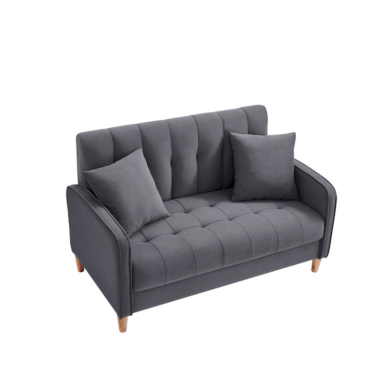 Modern Design Couch For Living Room Department Small Space Loveseat Smooth Velvet Upholstered Tufted Sofa Beige