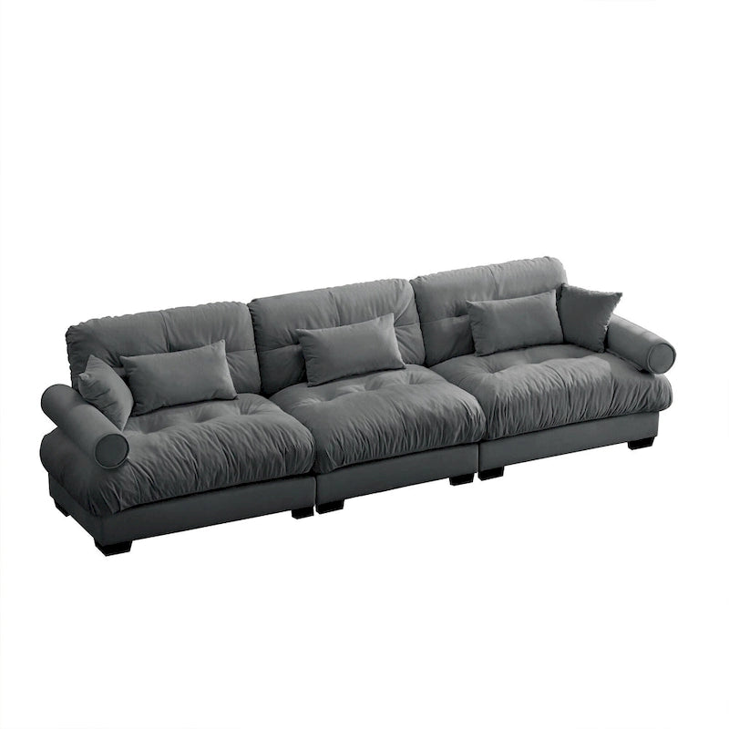 130 Velvet Modular 5-Seat Sofa with Cloud Cushion Sectional and Bolster Headrests