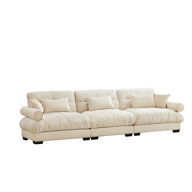 130 Velvet Modular 5-Seat Sofa with Cloud Cushion Sectional and Bolster Headrests