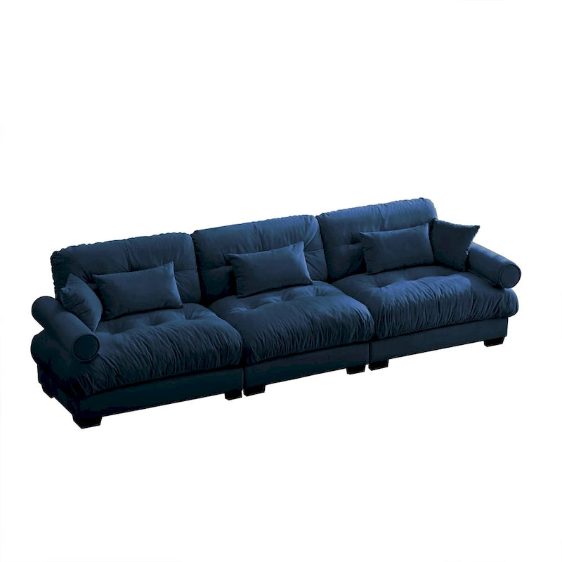130 Velvet Modular 5-Seat Sofa with Cloud Cushion Sectional and Bolster Headrests