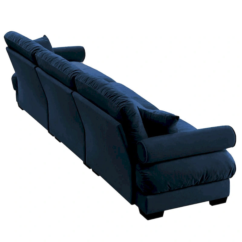 130 Velvet Modular 5-Seat Sofa with Cloud Cushion Sectional and Bolster Headrests