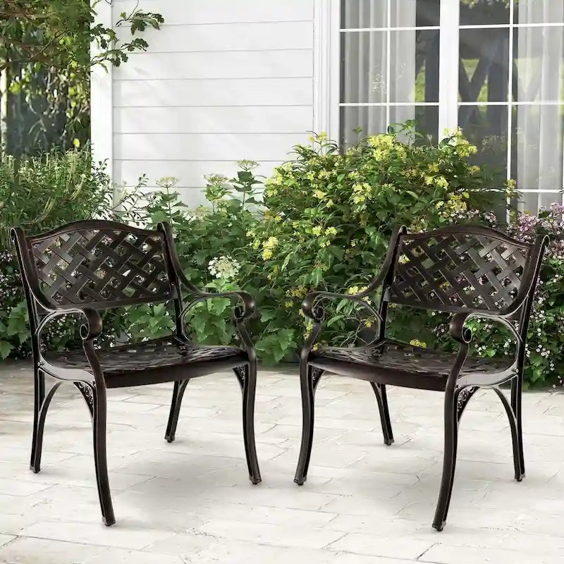 Costway 2/4 PCS Cast Aluminum Patio Chairs Set of 2 All Weather