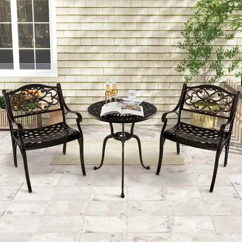 Costway 2/4 PCS Cast Aluminum Patio Chairs Set of 2 All Weather