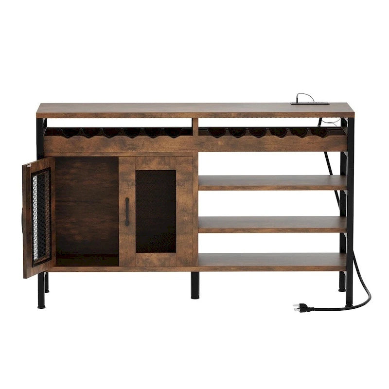 55 Coffee Wine Bar Cabinet Liquor Storage Display with LED Lights - 55 inches