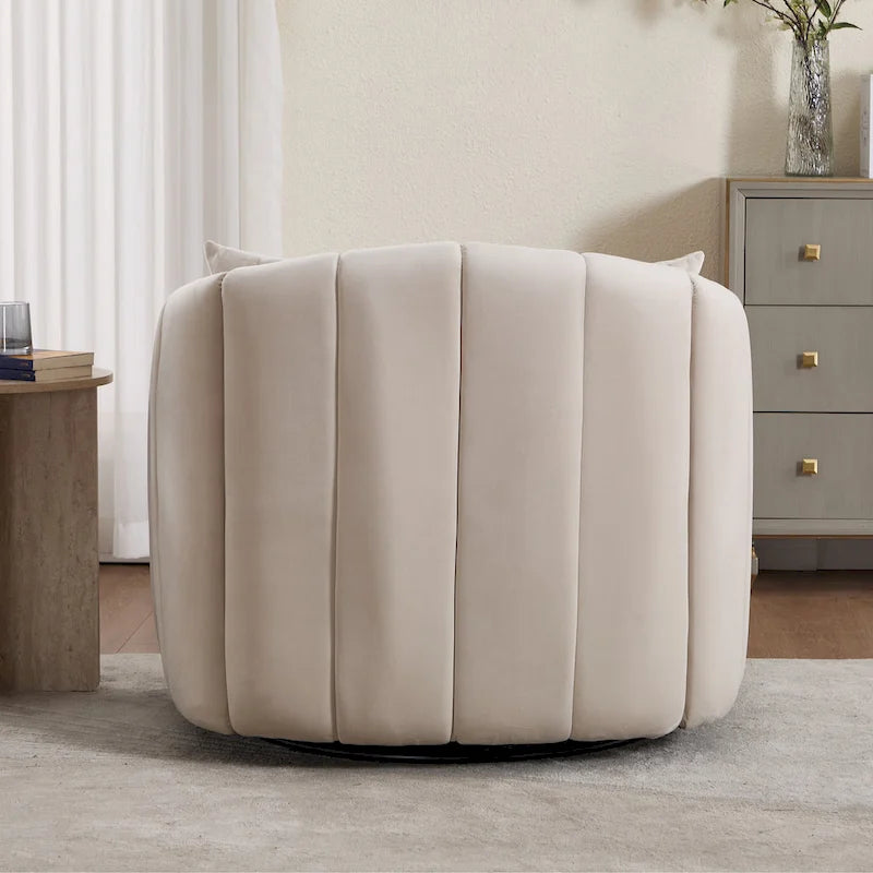 40.4W Upholstered Swivel Accent Chair Set of 2,Modern Swivel Single Sofa Chair with Pillows