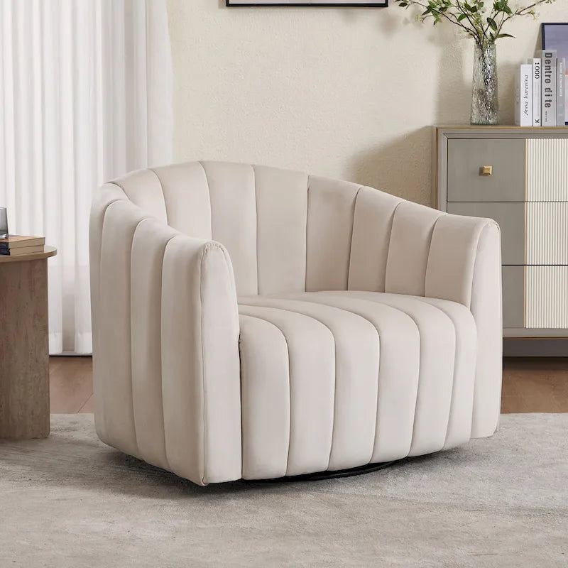 40.4W Upholstered Swivel Accent Chair Set of 2,Modern Swivel Single Sofa Chair with Pillows