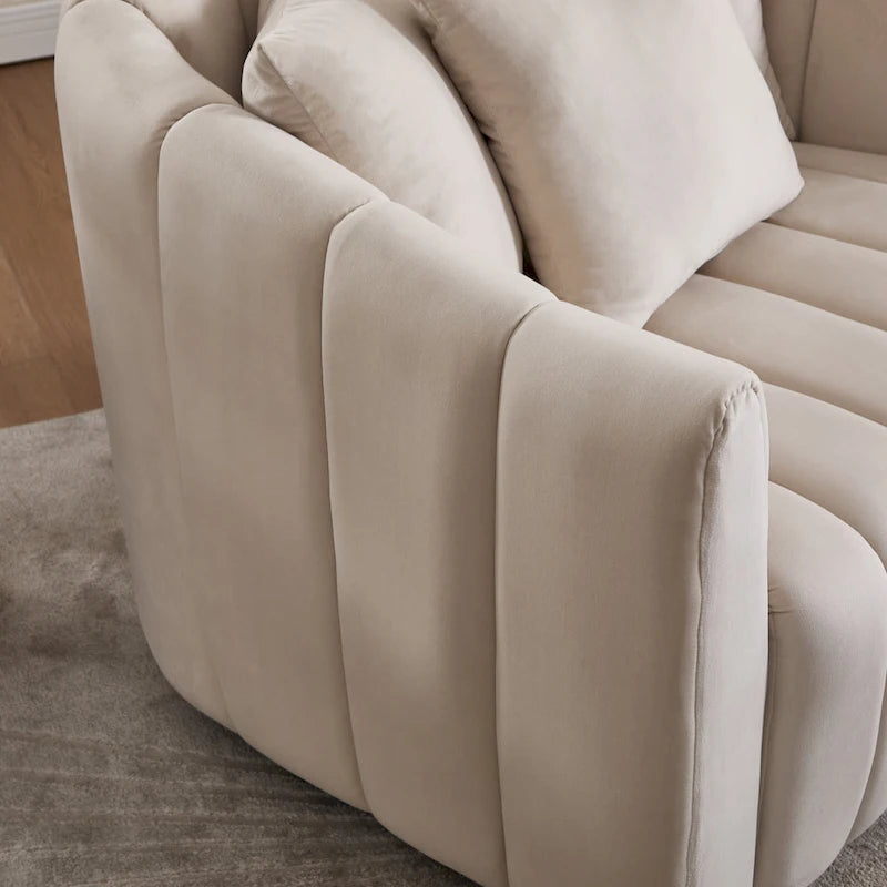 40.4W Upholstered Swivel Accent Chair Set of 2,Modern Swivel Single Sofa Chair with Pillows