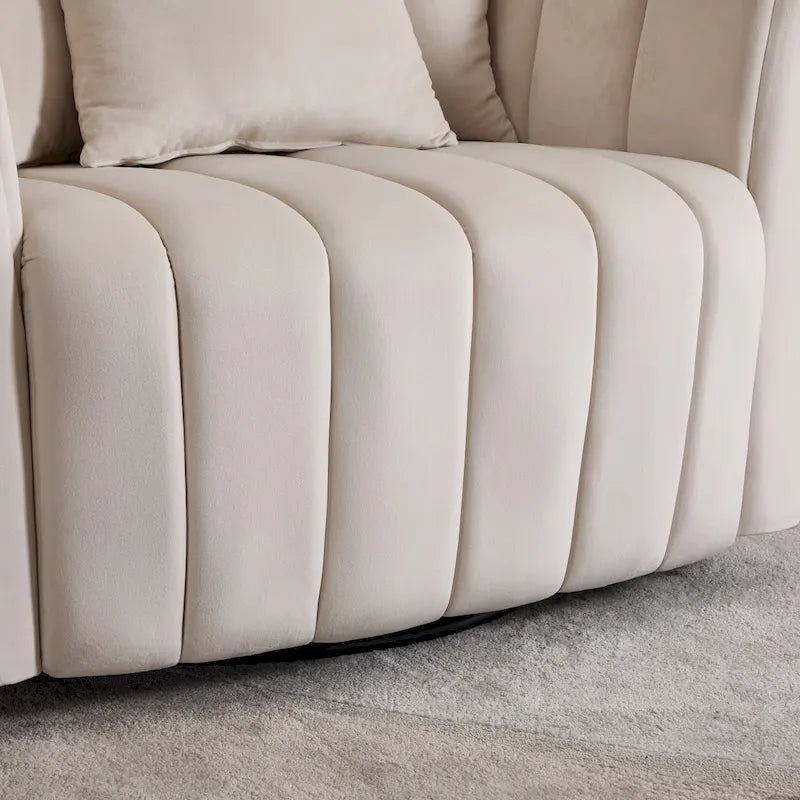 40.4W Upholstered Swivel Accent Chair Set of 2,Modern Swivel Single Sofa Chair with Pillows