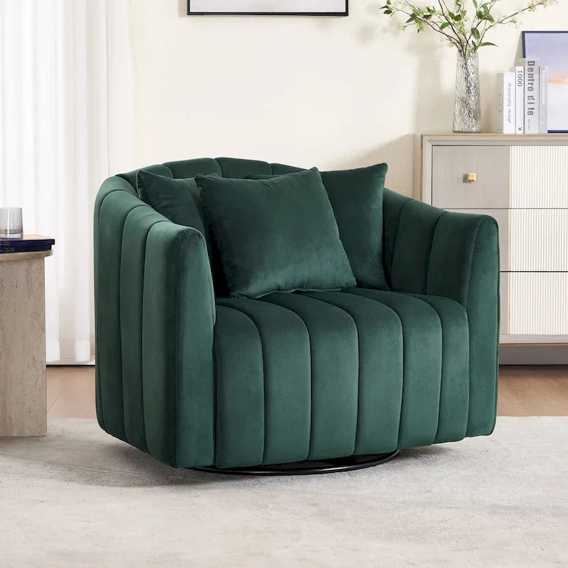 40.4W Upholstered Swivel Accent Chair Set of 2,Modern Swivel Single Sofa Chair with Pillows