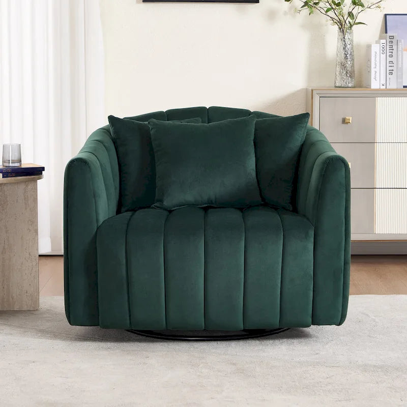 40.4W Upholstered Swivel Accent Chair Set of 2,Modern Swivel Single Sofa Chair with Pillows