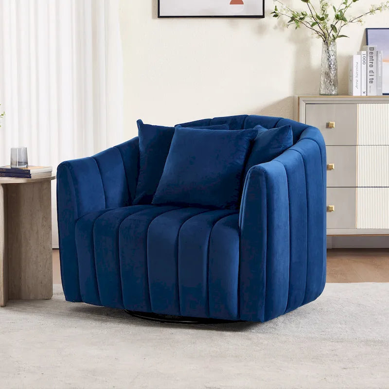 40.4W Upholstered Swivel Accent Chair Set of 2,Modern Swivel Single Sofa Chair with Pillows