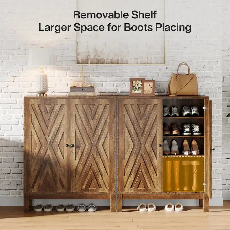 20 Pairs Adjustable Shoe Cabinet with Doors for Entryway