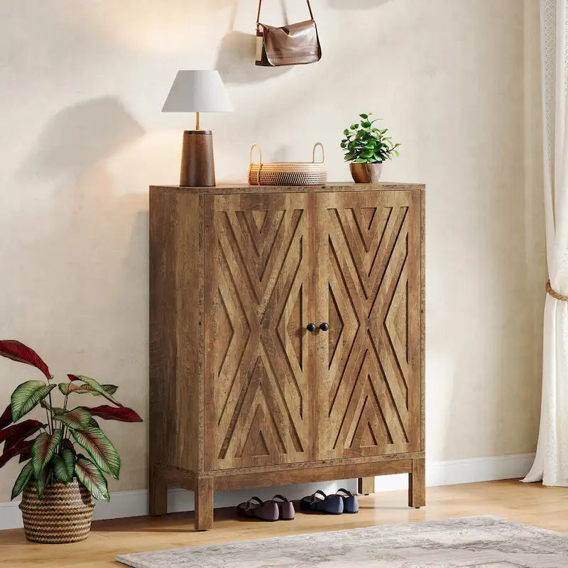 20 Pairs Adjustable Shoe Cabinet with Doors for Entryway