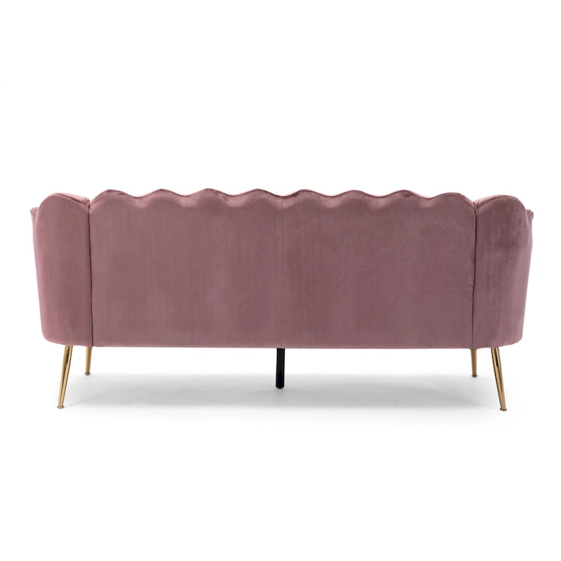 76.25 Velvet Channel Stitching 3-seater Sofa with Metal Legs for Living Room