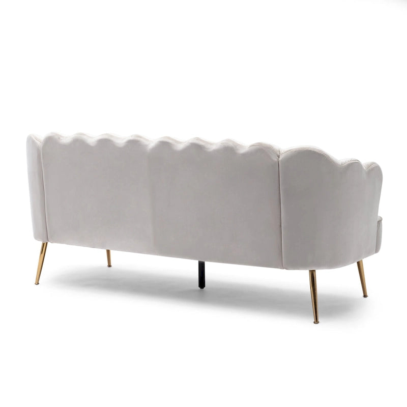 76.25 Velvet Channel Stitching 3-seater Sofa with Metal Legs for Living Room