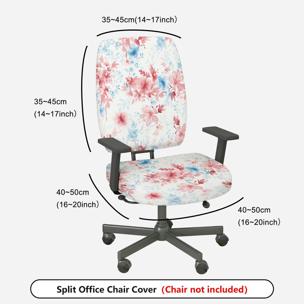 2-Piece Floral Pattern Stylish Elegant Decorative Red Blue  Computer Chair Cover Set, Seat and Backrest