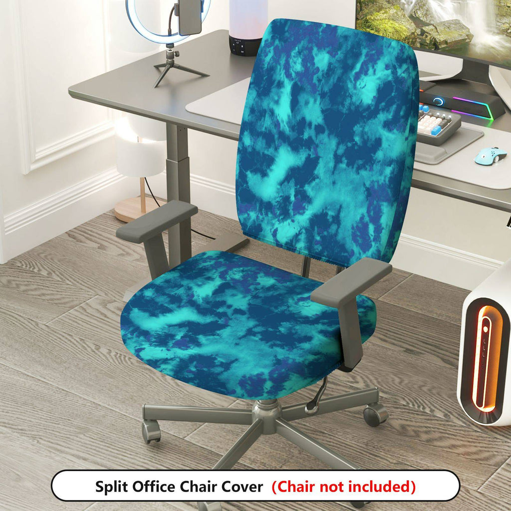 2-Piece Abstract Pattern Tie-dye Blue  Computer Chair Cover Set, Seat and Backrest