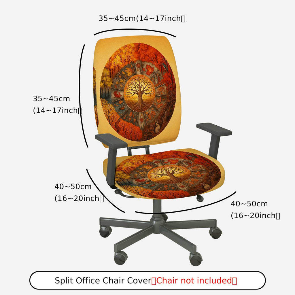 2-Piece Autumn Fall Tree of Life Forest Scenery  Computer Chair Cover Set, Seat and Backrest