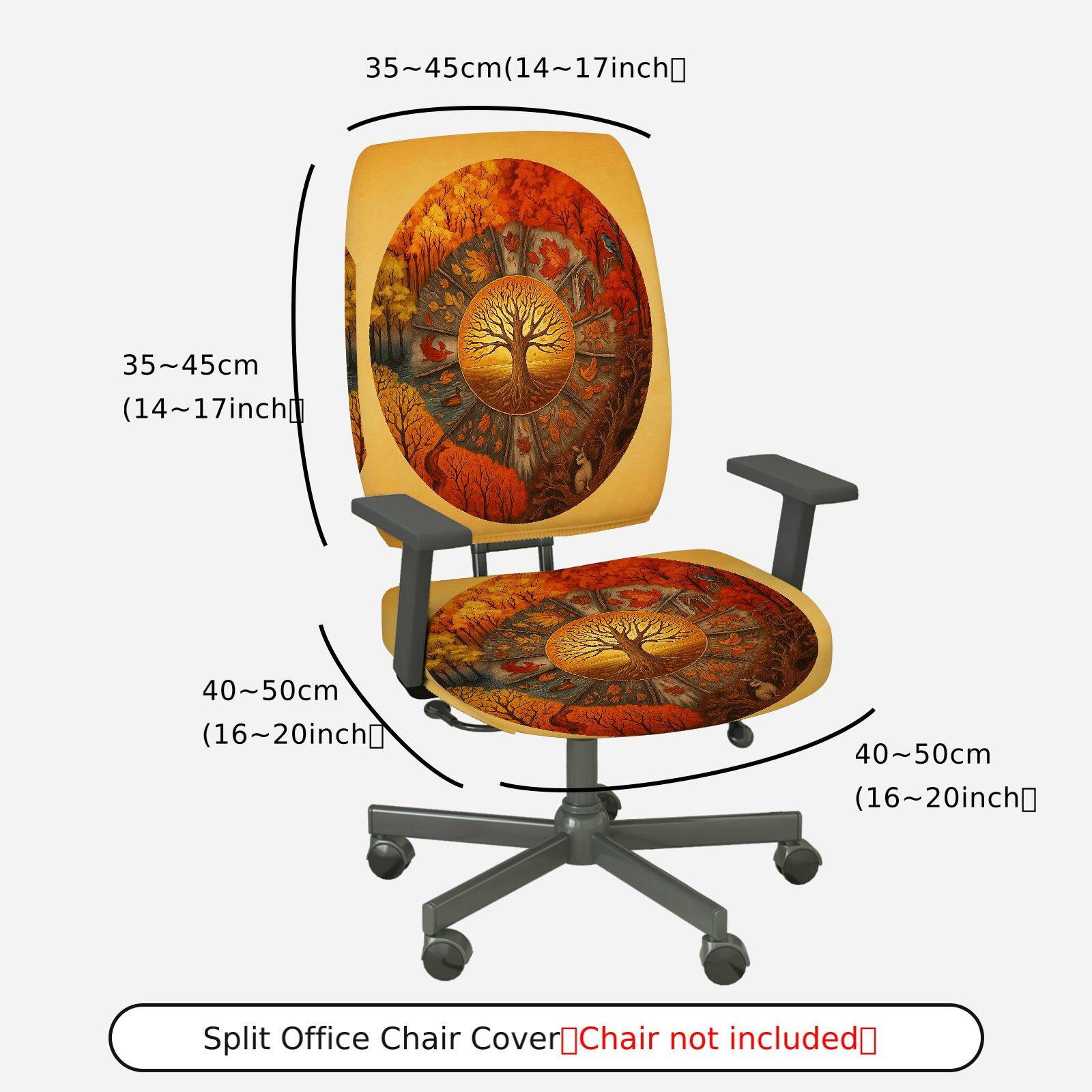 2-Piece Autumn Fall Tree of Life Forest Scenery  Computer Chair Cover Set, Seat and Backrest