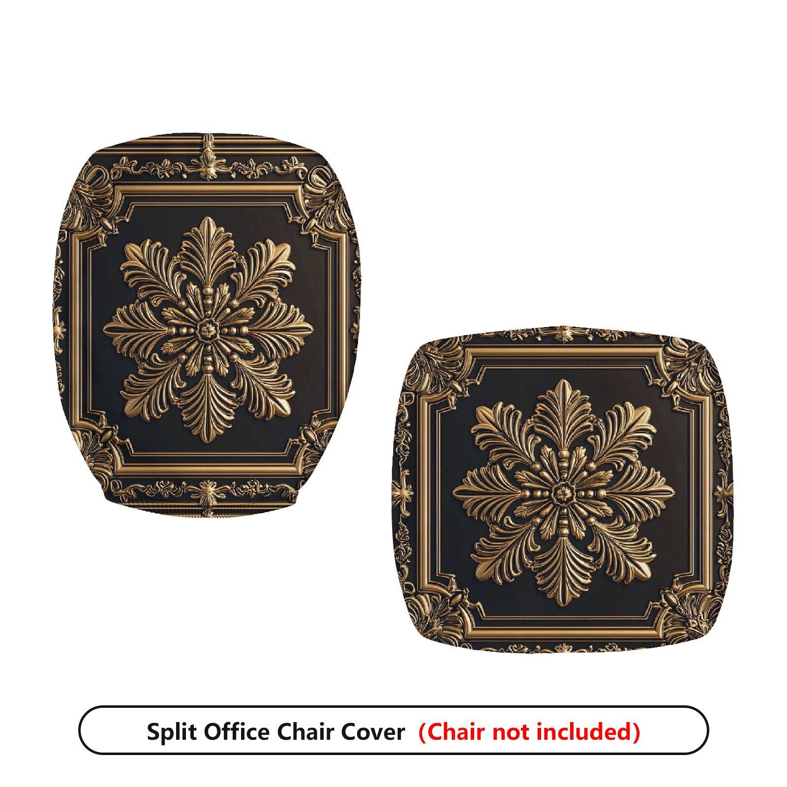 2-Piece Baroque Vintage European Palace Style Printed  Computer Chair Cover Set, Seat and Backrest