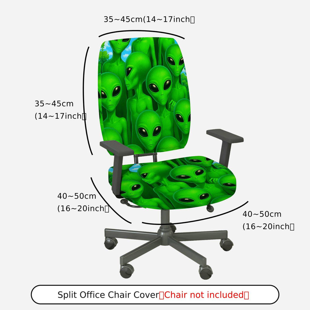 2-Piece Alien Green Sci-Fi Fun Novelty Decor  Computer Chair Cover Set, Seat and Backrest