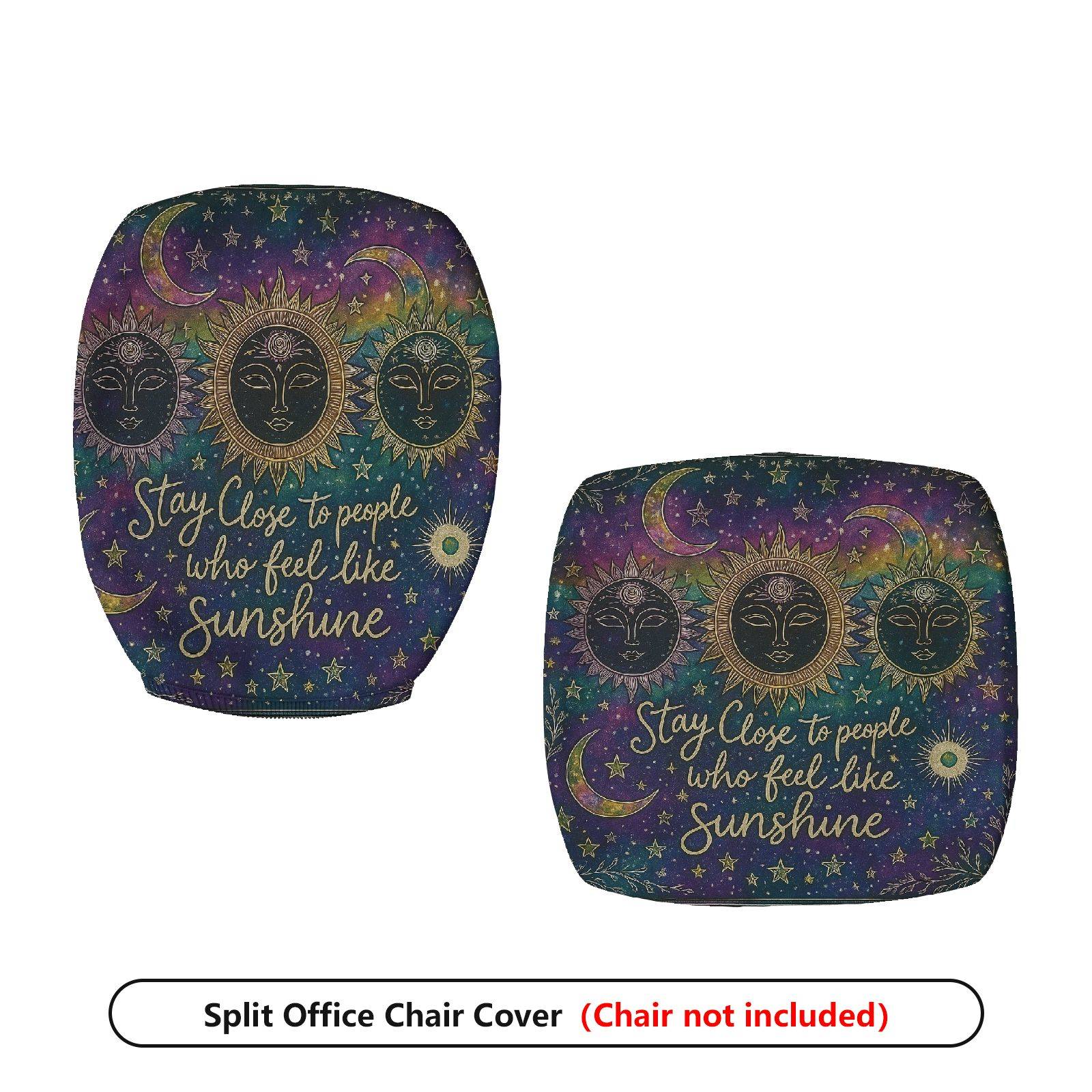 2-Piece Astral Sun Moon Stars Inspirational Quote  Computer Chair Cover Set, Seat and Backrest