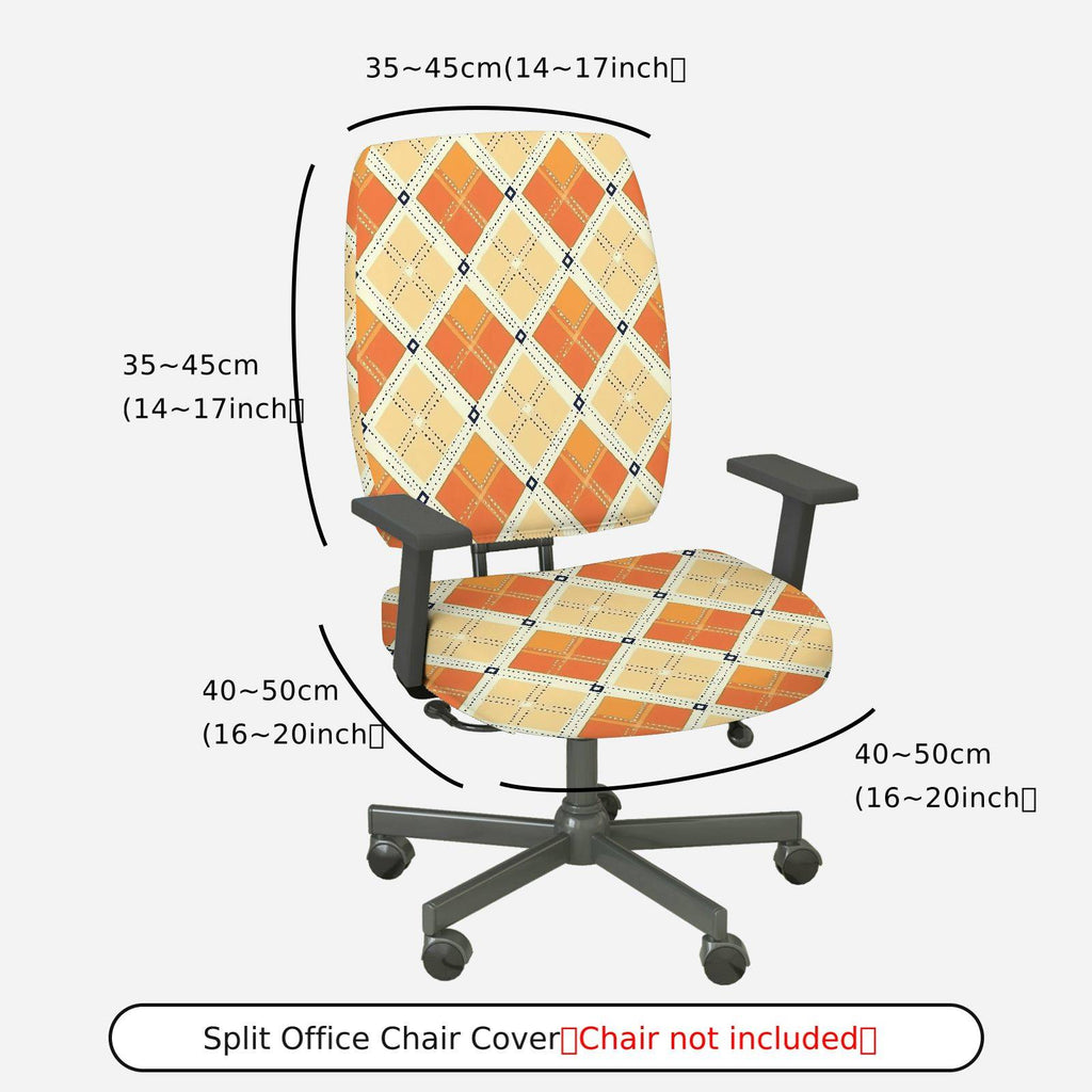 2-Piece Argyle Plaid Geometric Orange Decorative  Computer Chair Cover Set, Seat and Backrest