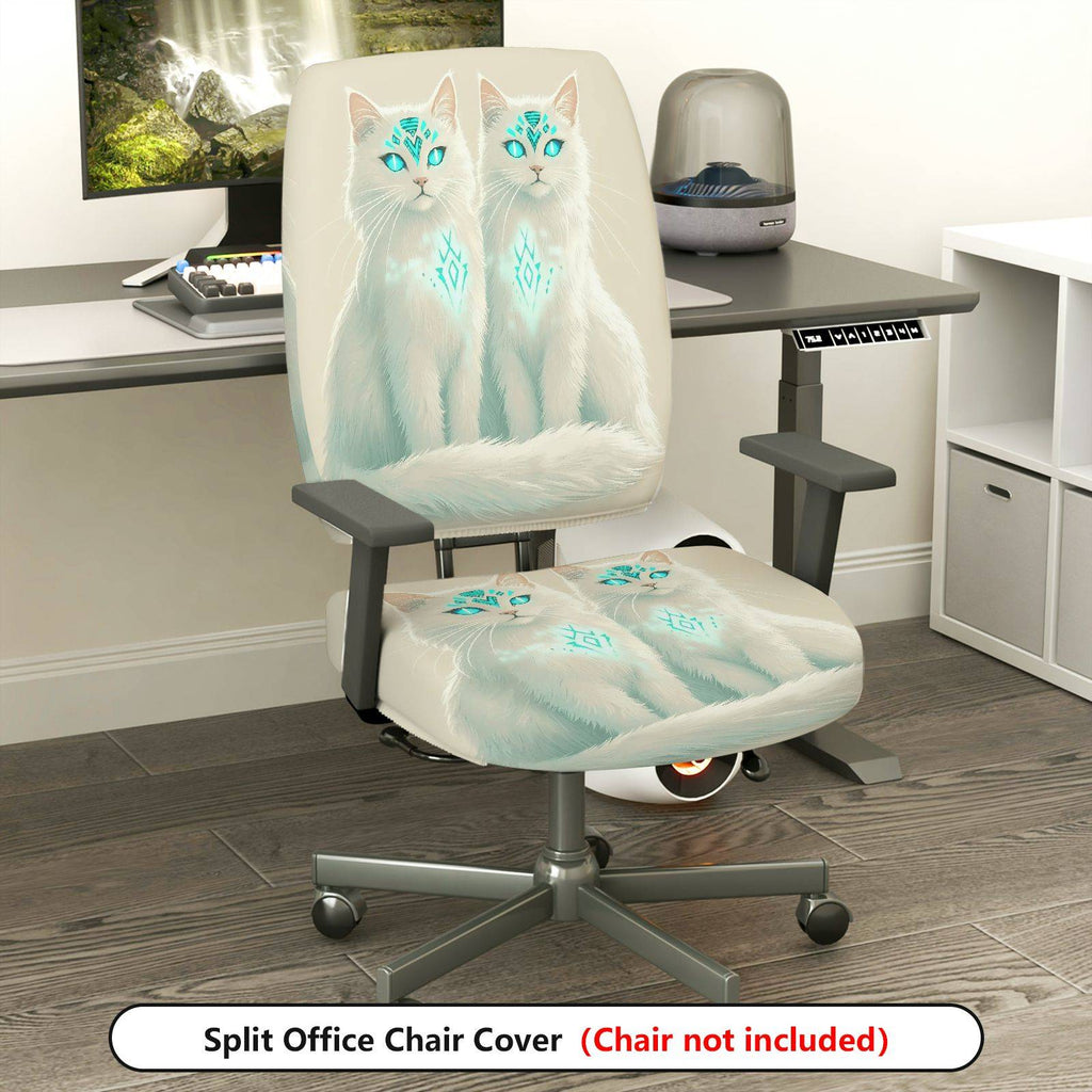 2-Piece Mystic Cat Elegant Pattern Fantasy Animal Unique Design Stylish  Computer Chair Cover Set, Seat and Backrest