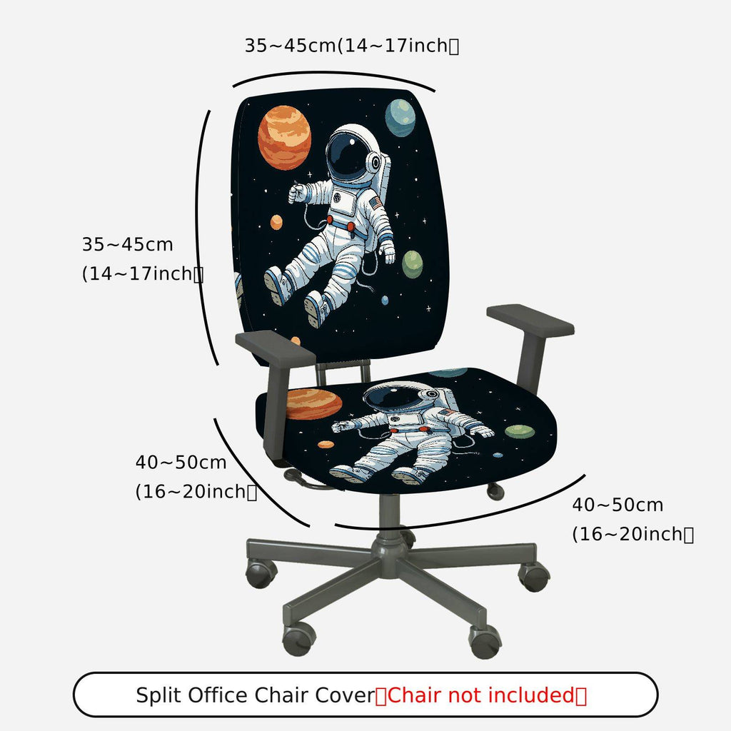 2-Piece Astronaut Galaxy Space Planet Rocket  Computer Chair Cover Set, Seat and Backrest