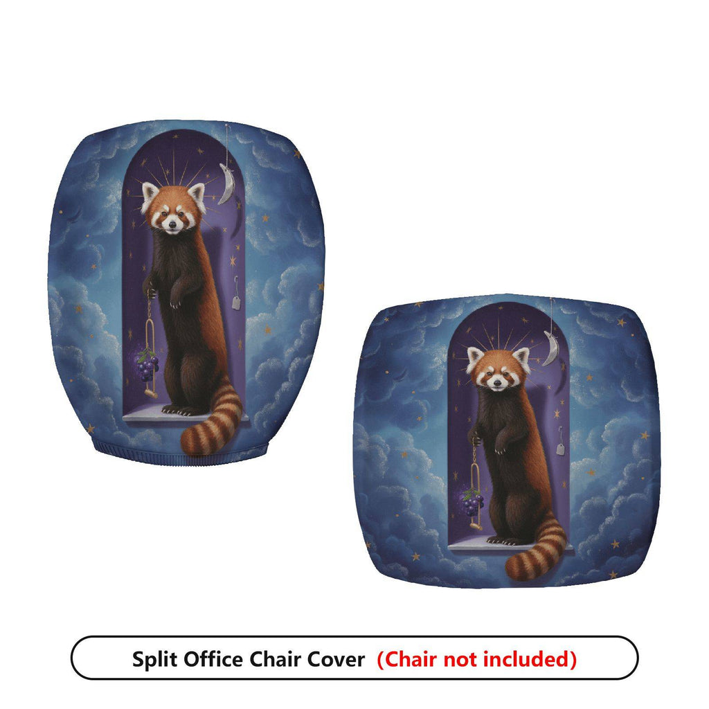2-Piece Animal Night Sky Moon Red Panda  Computer Chair Cover Set, Seat and Backrest