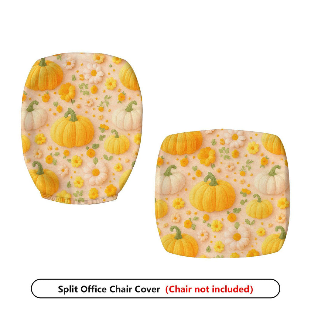 2-Piece Autumn Pumpkin Floral Thanksgiving Harvest  Computer Chair Cover Set, Seat and Backrest