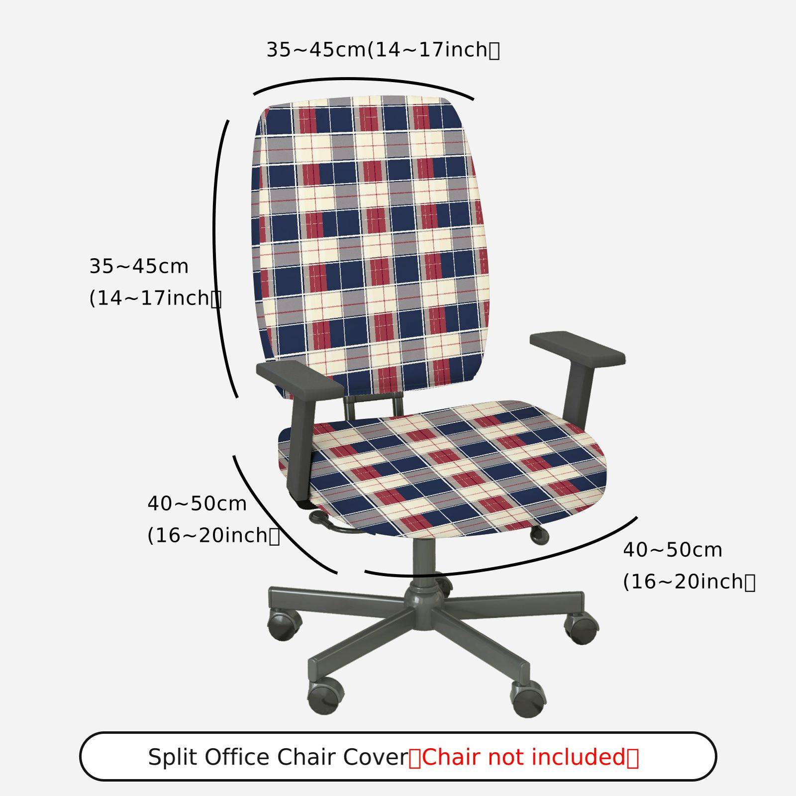 2-Piece Plaid Tartan Checkered Geometric Classic  Computer Chair Cover Set, Seat and Backrest